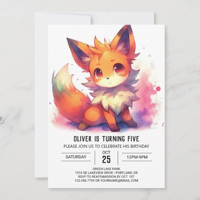 Rustic Kids Fox Birthday Inbjudningar (Framsida)