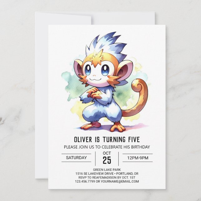 Rustic Kids Monkey Birthday Inbjudningar (Framsida)