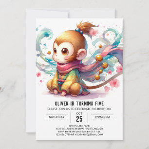 Rustic Kids Monkey Birthday Inbjudningar