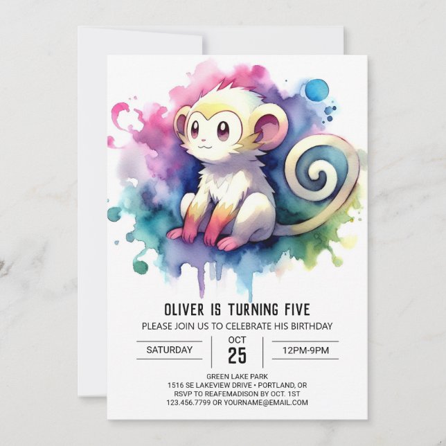 Rustic Kids Monkey Birthday Inbjudningar (Framsida)