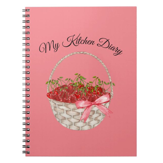 Rustic Kitchen Cookbook Personlig Pastel Cherry Anteckningsbok (Framsidan)