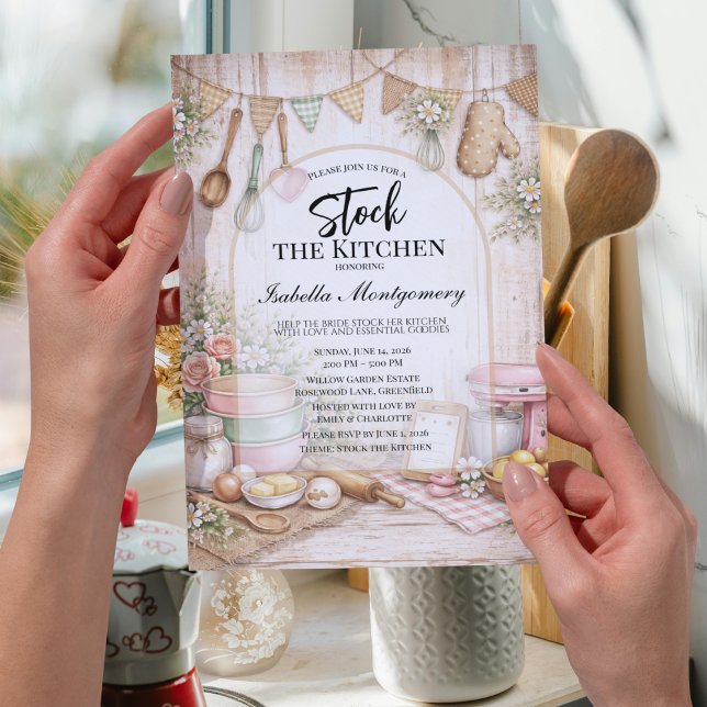 Rustic Kitchen Themed Bridal Shower Inbjudningar (Rustic Kitchen Themed Bridal Shower Invitations
)