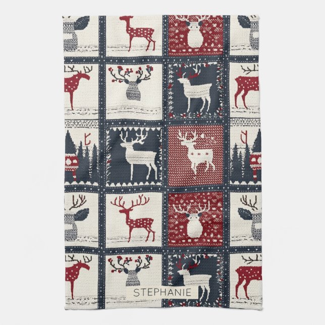 Rustic Knissions Patchwork Mönster | Nordiska Kökshandduk (Vertikal)