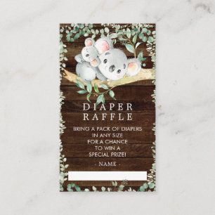 Rustic Koala Bear Baby Shower Diaper Raffle Biljet Tilläggskort