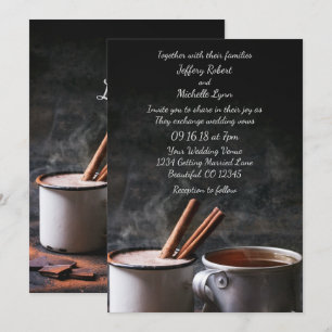 Rustic Kopp of Tea and Hett Chocolate bröllopsinbj Inbjudningar