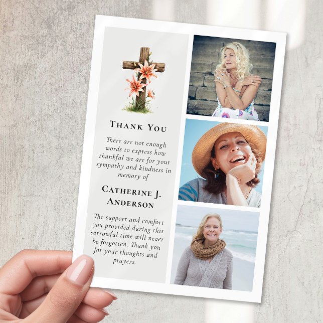 Rustic Kor Lillies 3 Fotosympati Funeral Tack Kort (Skapare uppladdad)