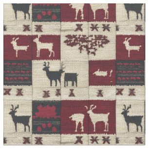 Rustic Kor-Stitch Patchwork   Folk Helgdag Motif Tyg