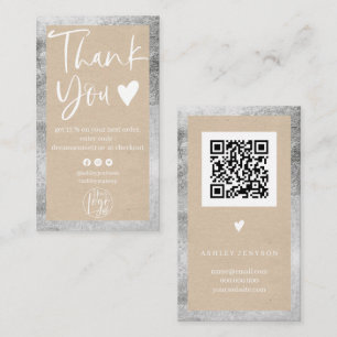 Rustic Krac silver, vit logotyp tack Visitkort
