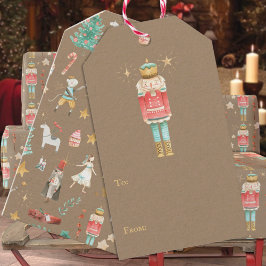 Rustic Kraft Allting Nutcracker Jul Presentetikett