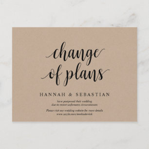 Rustic Kraft, ändrad planering, bröllop uppskjuten Vykort