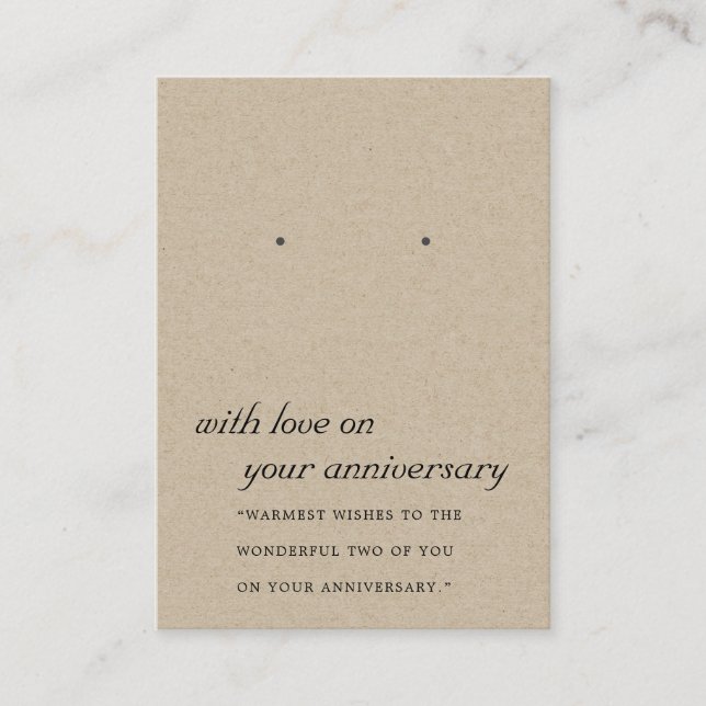 RUSTIC KRAFT ANNIVERSARY EARRING VISNING CARD PLACERINGSKORT (Framsida)