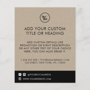 Rustic Kraft Anpassningsbar Business Logotyp & Soc Flygblad