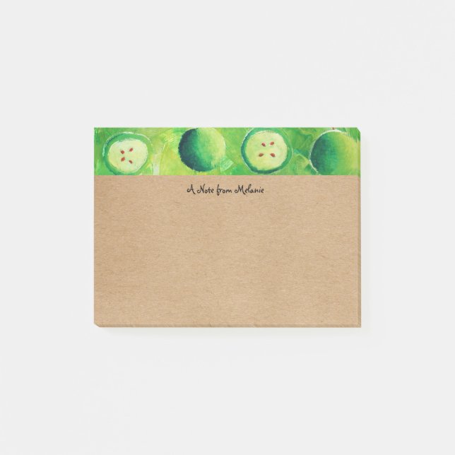 Rustic Kraft Apples Watercolor Personlig Post-it Block (Framsida)