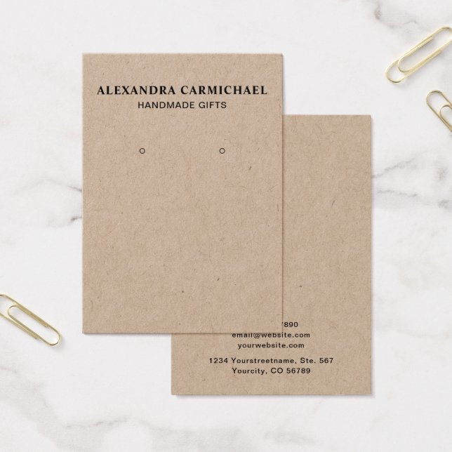 Rustic Kraft Artisan Earring Jewelry Visning Card Visitkort (Kontor)