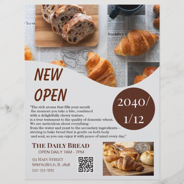 Rustic Kraft Bakery New Open Grand Opening Flyer (Framsidan)