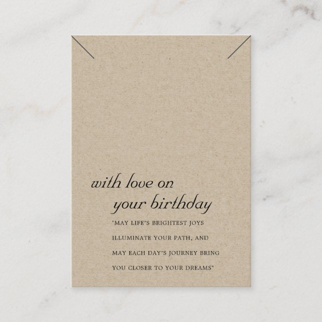 RUSTIC KRAFT BIRTHDAY GIFT NECKLACE VISNING CARD PLACERINGSKORT (Framsida)