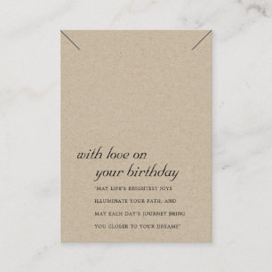 RUSTIC KRAFT BIRTHDAY GIFT NECKLACE VISNING CARD PLACERINGSKORT