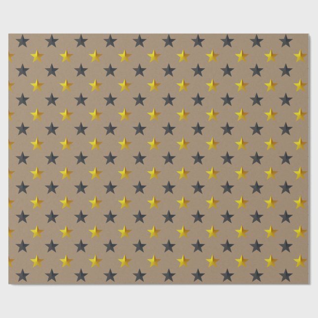 Rustic Kraft Black Guld Stars Helgdag Presentpapper (Platt)