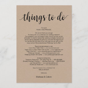Rustic Kraft, Black, Sak to do, Itinerary Card Program