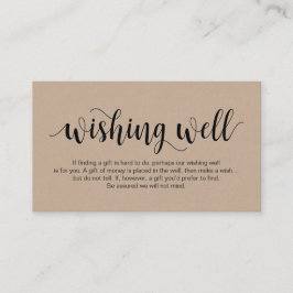 Rustic Kraft, Black Script, Bröllop Wishing well Tilläggskort