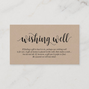 Rustic Kraft, Black Script, Bröllop Wishing well Tilläggskort