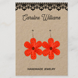 Rustic Kraft black snöre handgjorda örhängen som s Visitkort