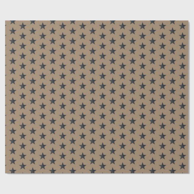 Rustic Kraft Black Stars Wrapping Papper Presentpapper (Platt)