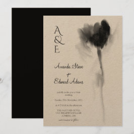 Rustic Kraft Black Tulip Blommigt Bröllop Inbjudningar