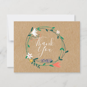 Rustic Kraft Blommig Girlang Företag Tack Kort