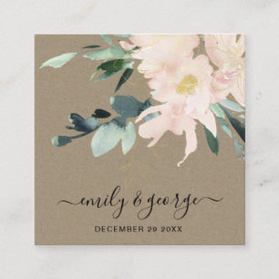 RUSTIC KRAFT BLOMMIGT BUNCH BRÖLLOP WEBSITE FYRKANTIGT VISITKORT