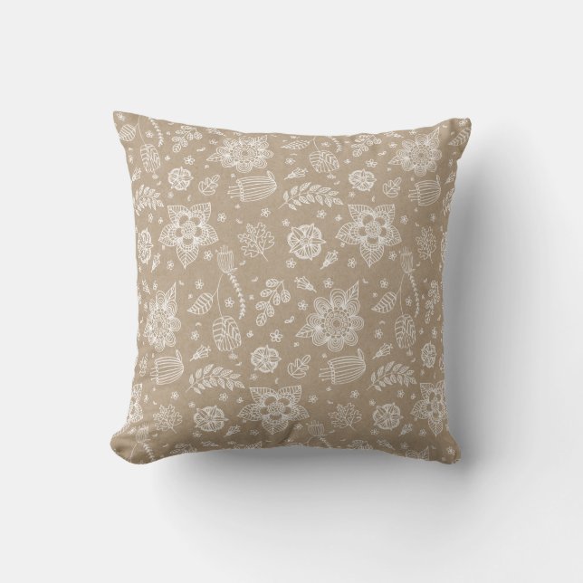 Rustic Kraft Blommigt Dekorativ kudde (Framsida)