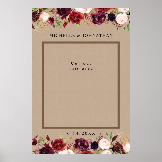 Rustic Kraft Blommigt Photo Prop Selfie Ram Poster (Framsidan)