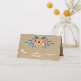 Rustic Kraft Blommigt Wandeans Bröllop Samling Placeringskort