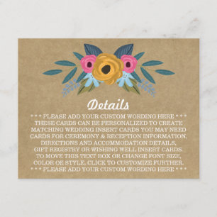 Rustic Kraft Blommigt Wandeans Bröllop Samling Tilläggskort