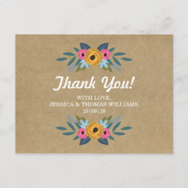 Rustic Kraft Blommigt Wandeans Bröllop Samling Vykort