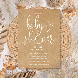 Rustic Kraft Boho Gender Neutral Baby Shower Inbjudningar
