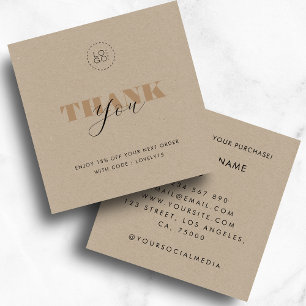 Rustic Kraft Bold Script Anpassningsbar Logotyp Ra Fyrkantigt Visitkort