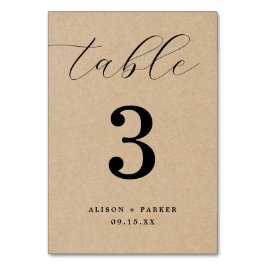 Rustic Kraft Bold Typography Bröllop Bordsnummer