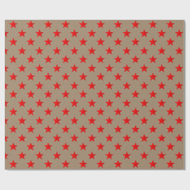 Rustic Kraft Bright Red Stars Presentpapper