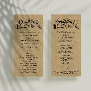 Rustic Kraft Bröllop Ceremony-programmallar Reklamkort