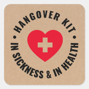 Rustic Kraft Bröllop Hangover Recovery Kit Classi Fyrkantigt Klistermärke