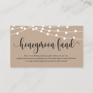 Rustic Kraft, Bröllop Honeymoon Fund and Wish Tilläggskort