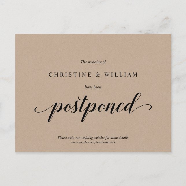 Rustic Kraft, bröllopsinbjudan uppskjuten Vykort (Framsida)