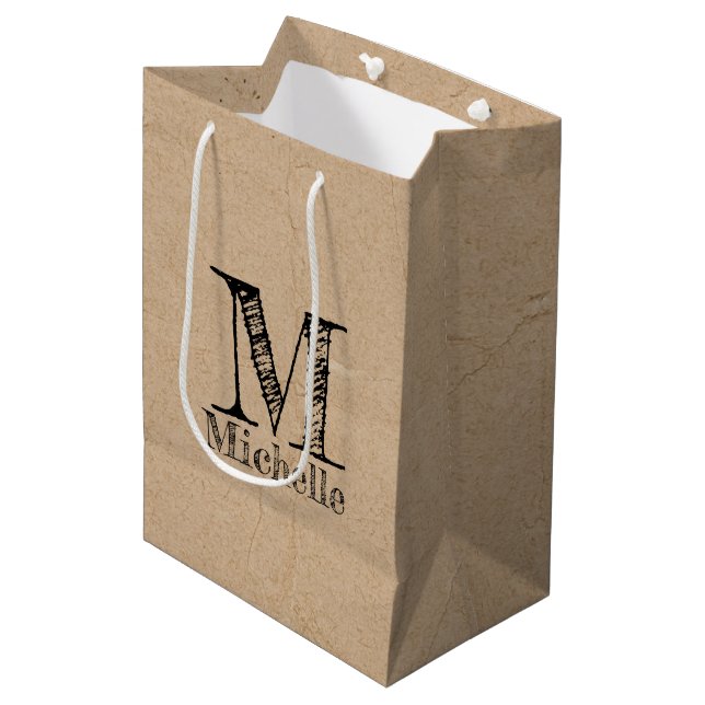 Rustic Kraft Brown Papper look Monogram (Framsidan Vinklad)