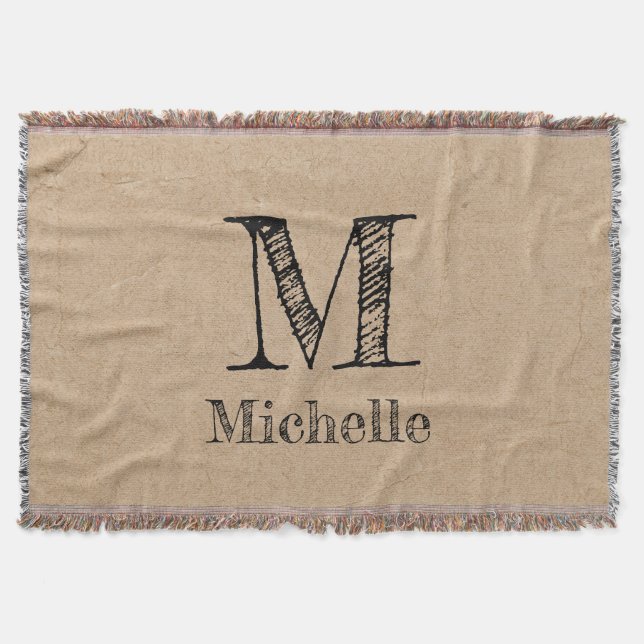 Rustic Kraft Brown Papper look Monogram Filt (Framsidan)