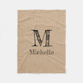 Rustic Kraft Brown Papper look Monogram Fleecefilt