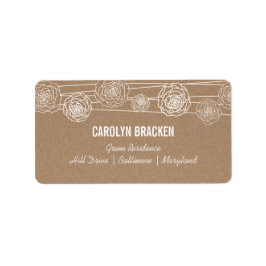 Rustic Kraft Brown Pappra Flowers Bröllop Adressetikett