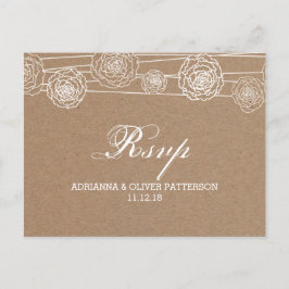 Rustic Kraft Brown Pappra Flowers Bröllop OSA Inbjudan Vykort