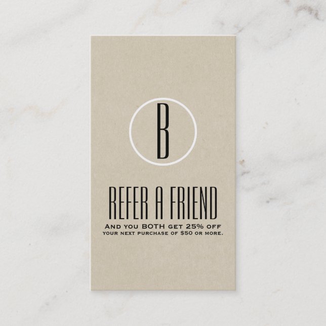 Rustic Kraft Brun Minimal Referera en vän Referral (Framsida)