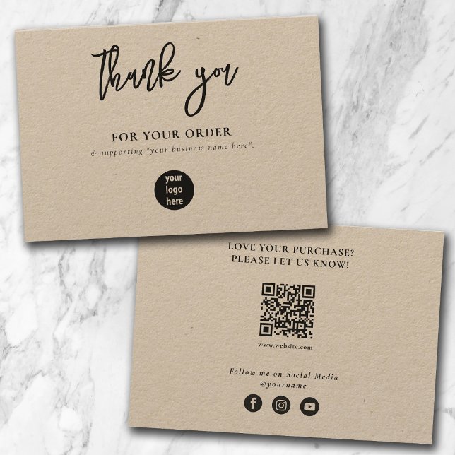 Rustic Kraft Business Tack Logotyp Social Media Kort (Rustic Kraft Business Thank You Logo Social Media)